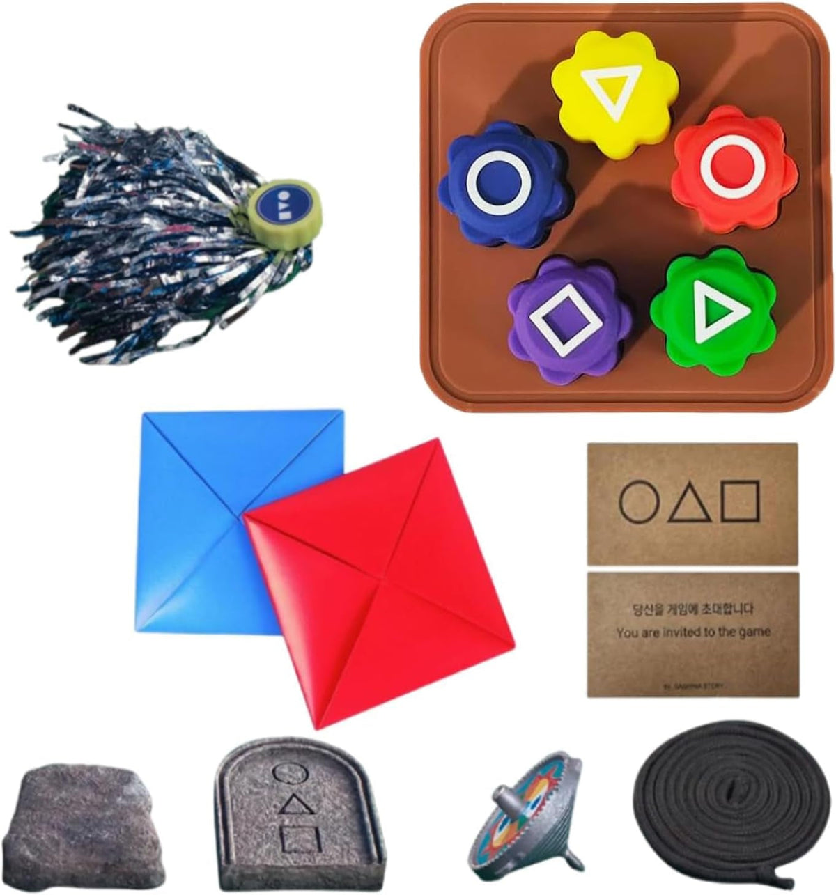 Gonggi Korean Traditional Play Game, Korean Folk Game Set - Gong-Gi, Biseokchigi, Paeng-Y, Jebi Chagi, DDAKJI Game Set, Family Travel Game (Set A)