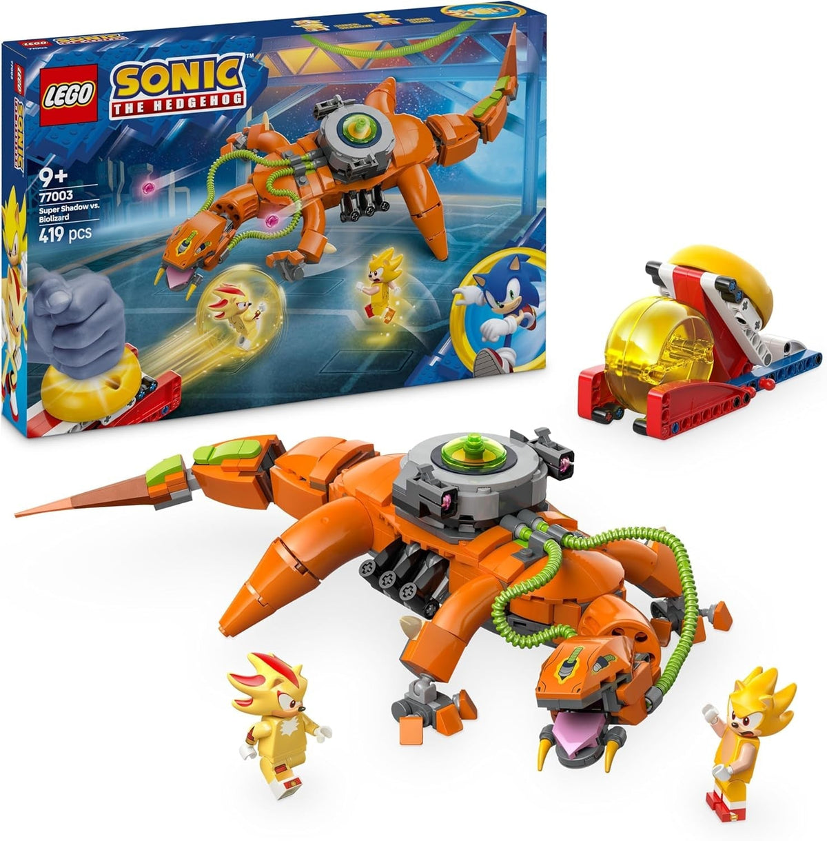 Sonic the Hedgehog Super Shadow Vs. Biolizard Set, Building Toy Includes 3 Video Game Characters and a Chaos Emerald, Gifts for Gamers, Boys and Girls Aged 9 plus 77003