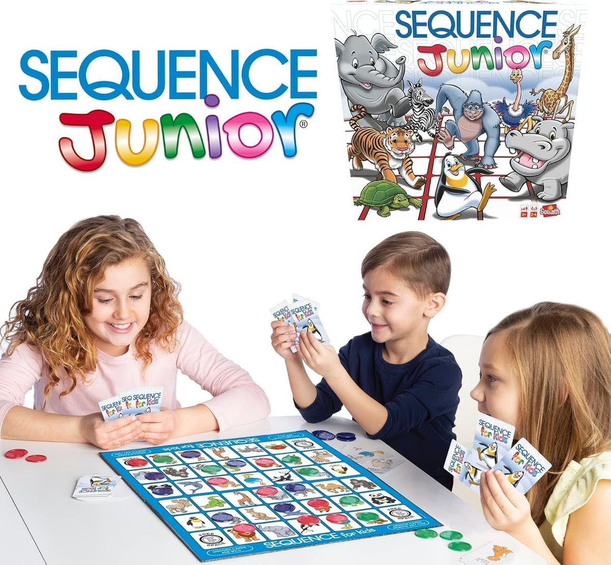 Games Sequence Junior | Classic Sequence Fun, Just for Kids! | Family Strategy Game | for 2 or More Players, Ages 3+