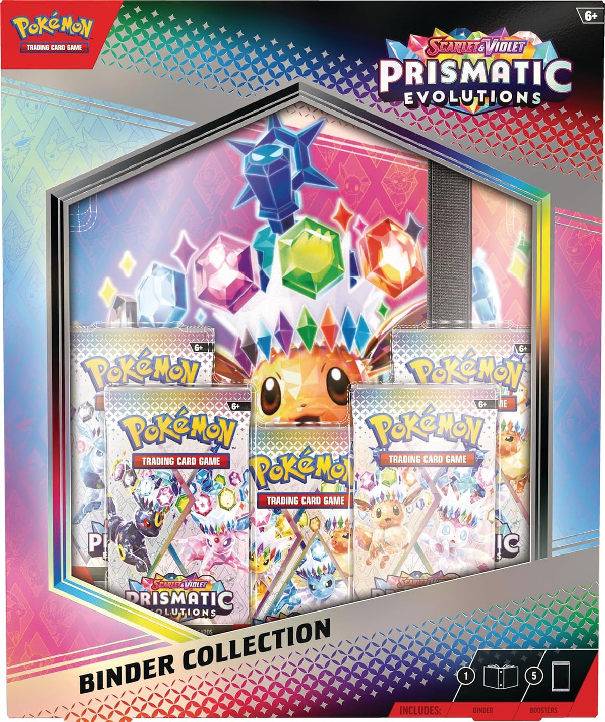 TCG: Scarlet & Violet—Prismatic Evolutions Binder Collection (Binder with 378 Pockets & 5 Booster Packs)