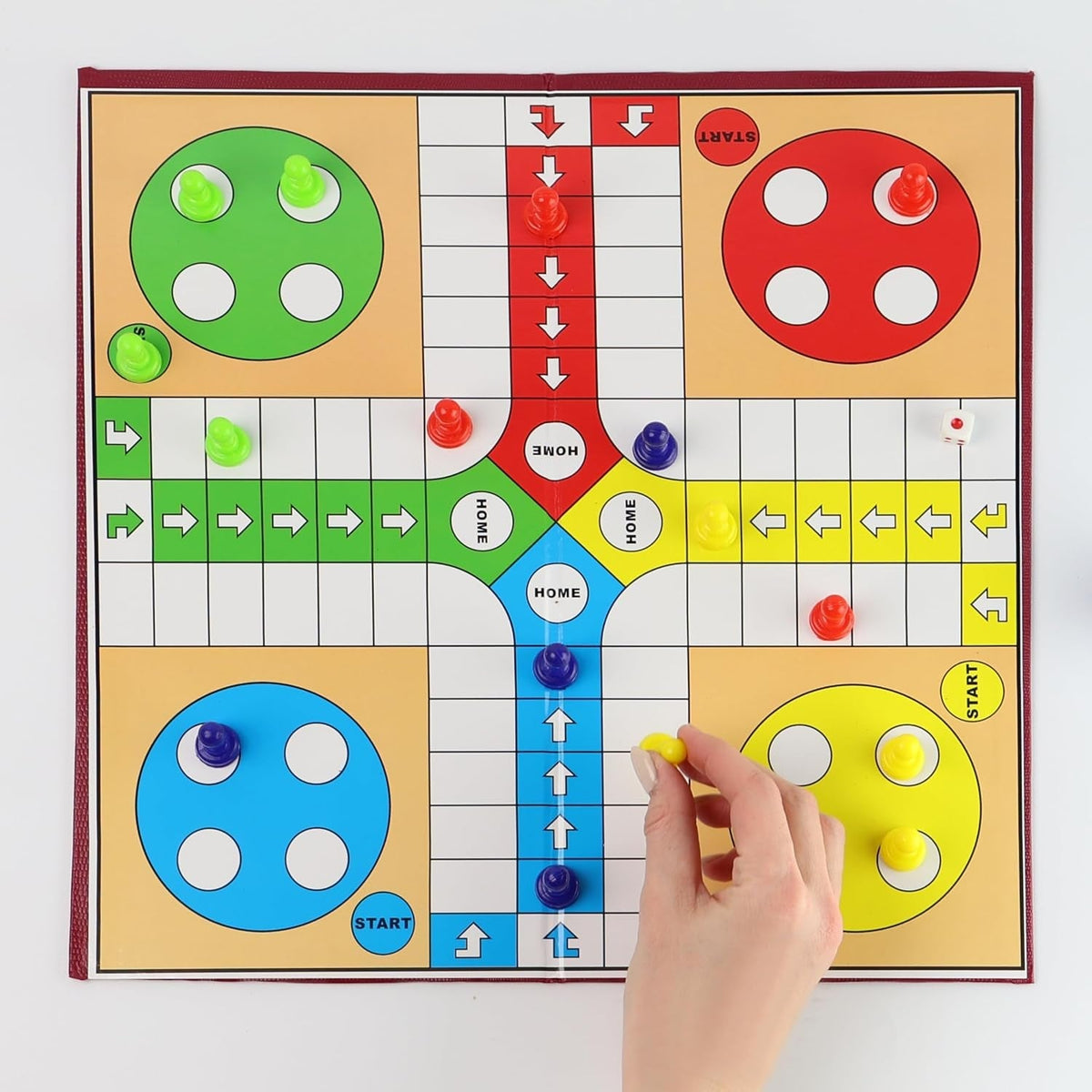 Ludo Game - Traditional Ludo Board Game Set for Kids & Adults Indoor Fun - 1 X Folding Ludo Board, 16 X Ludo Counters, 1 X Dice, 1 X Shaker - Indoor Games