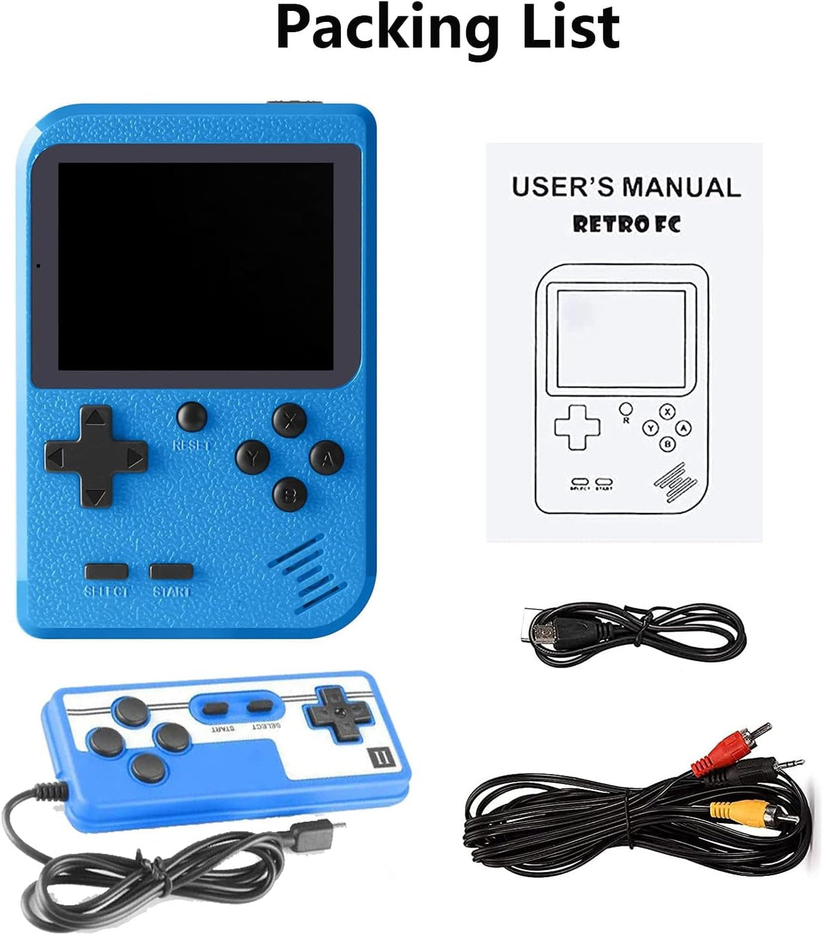 Handheld Games Console Portable- Mini Retro Game Console with 500 Classical FC Games Support for Connecting TV & Two Players, 3.0-Inches Screen 1020Mah Rechargeable Battery, Gift for Kids Adult
