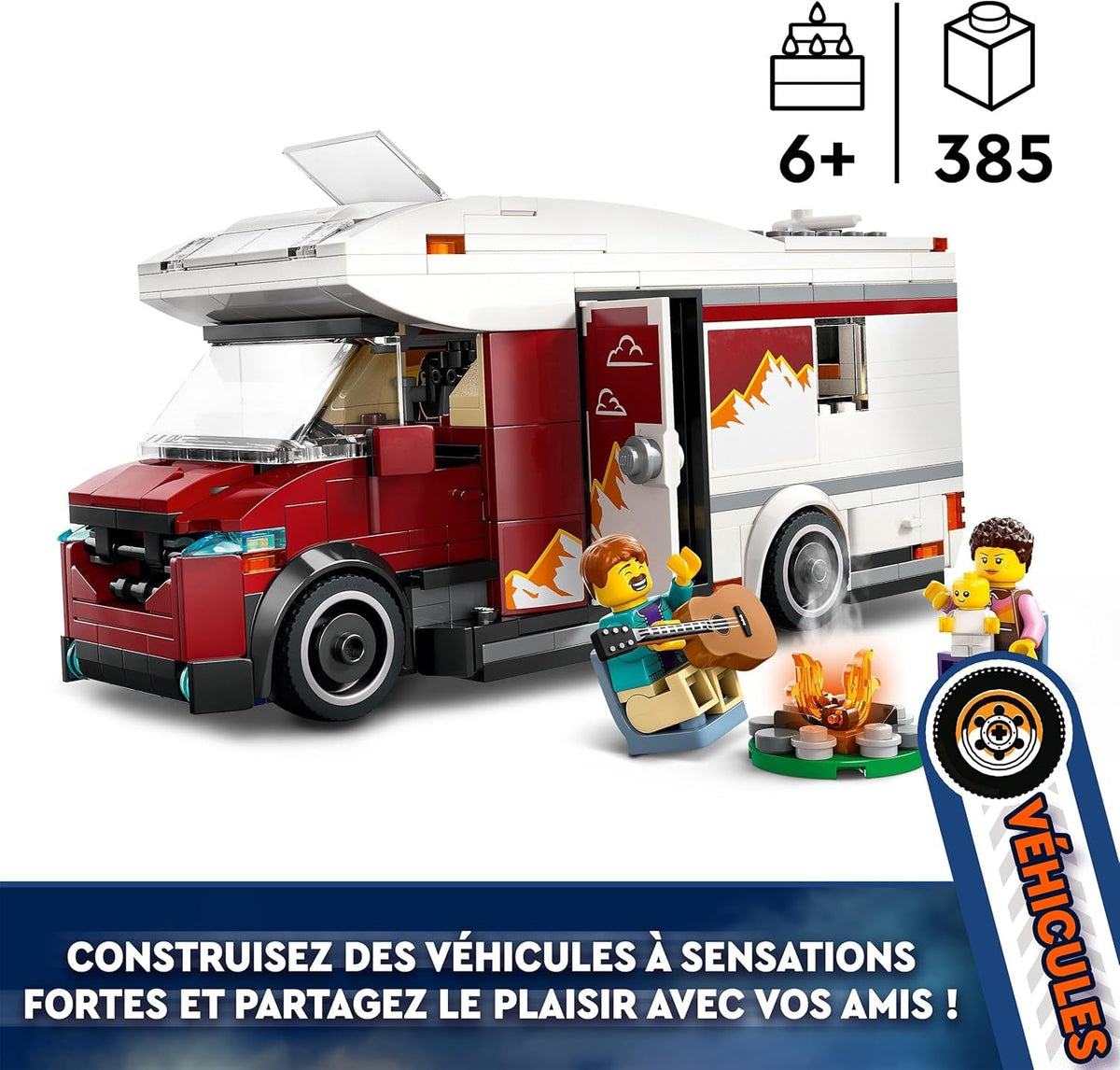City Holiday Adventure Camper Van Toy - Creative Building Toys for 6+ Year Old Boys & Girls - Includes 3 Minifigures & Accessories - Gift Ideas for Birthdays & Holidays - 60454