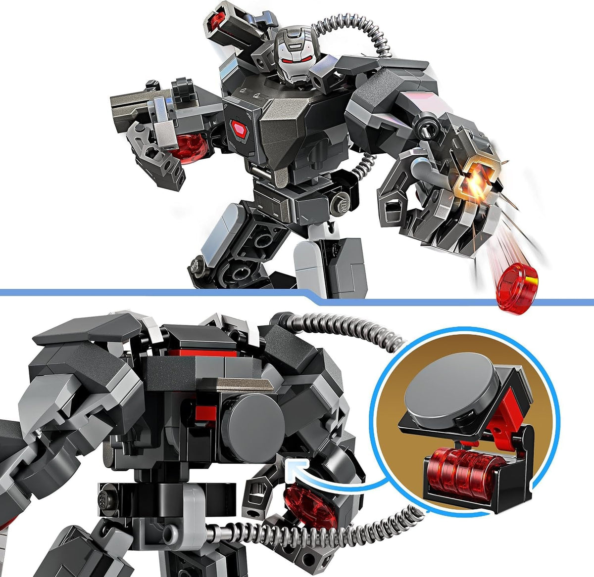 Marvel War Machine Mech Armour, Buildable Toy Action Figure for Kids with 3 Stud Shooters, Legendary Character from the MCU, Gifts for Boys and Girls Aged 6 plus Years Old 76277