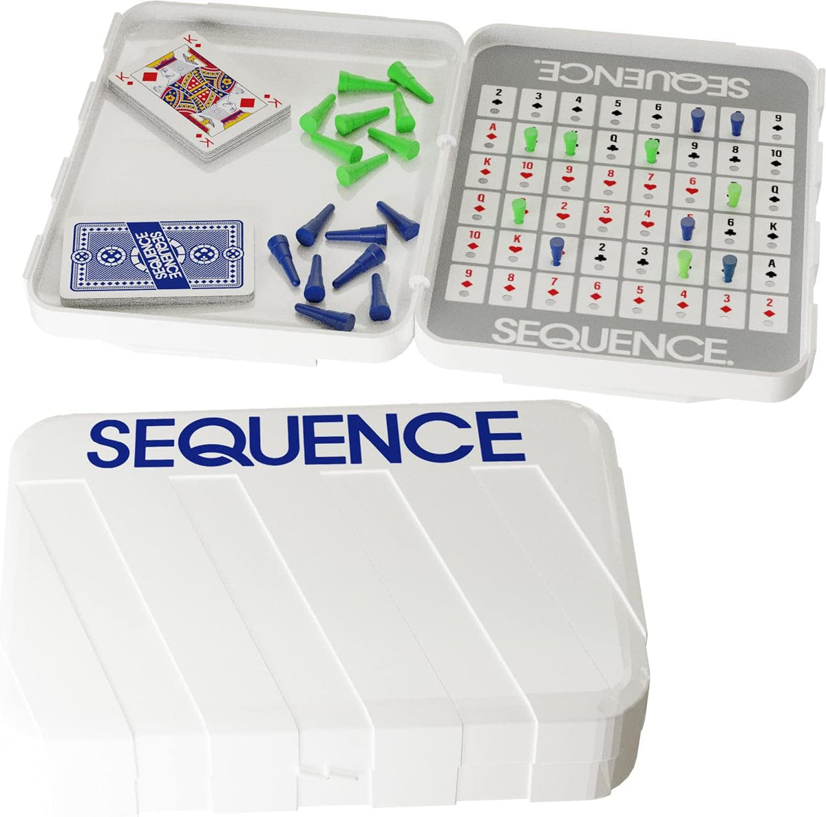 Games Travel Sequence | Five-In-A-Row Fun for Everyone! | Family Strategy Game | for 2 or More Players, Ages 7+, White