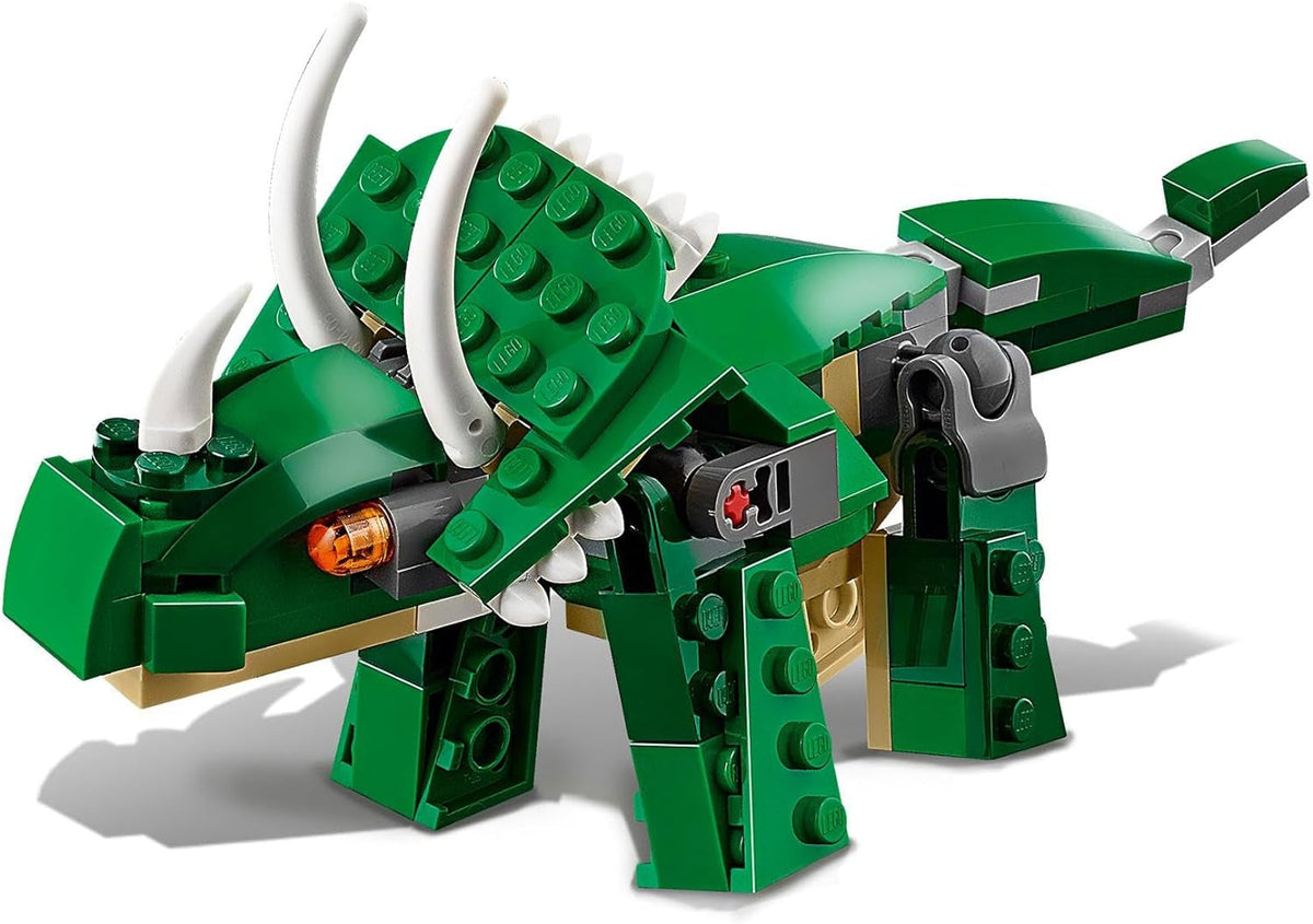 31058 Creator Mighty Dinosaurs Toy, 3 in 1 Model, T. Rex, Triceratops and Pterodactyl Dinosaur Figures, Gifts for 7-12 Year Old Kids, Boys & Girls