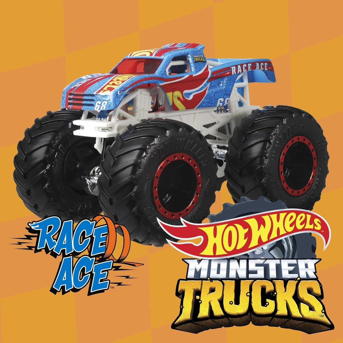 Monster Trucks Set, 1 Toy Truck in 1:64 Scale & 1 Crushable Car, Vehicle Play for Kids & Collectors (Styles May Vary), FYJ44