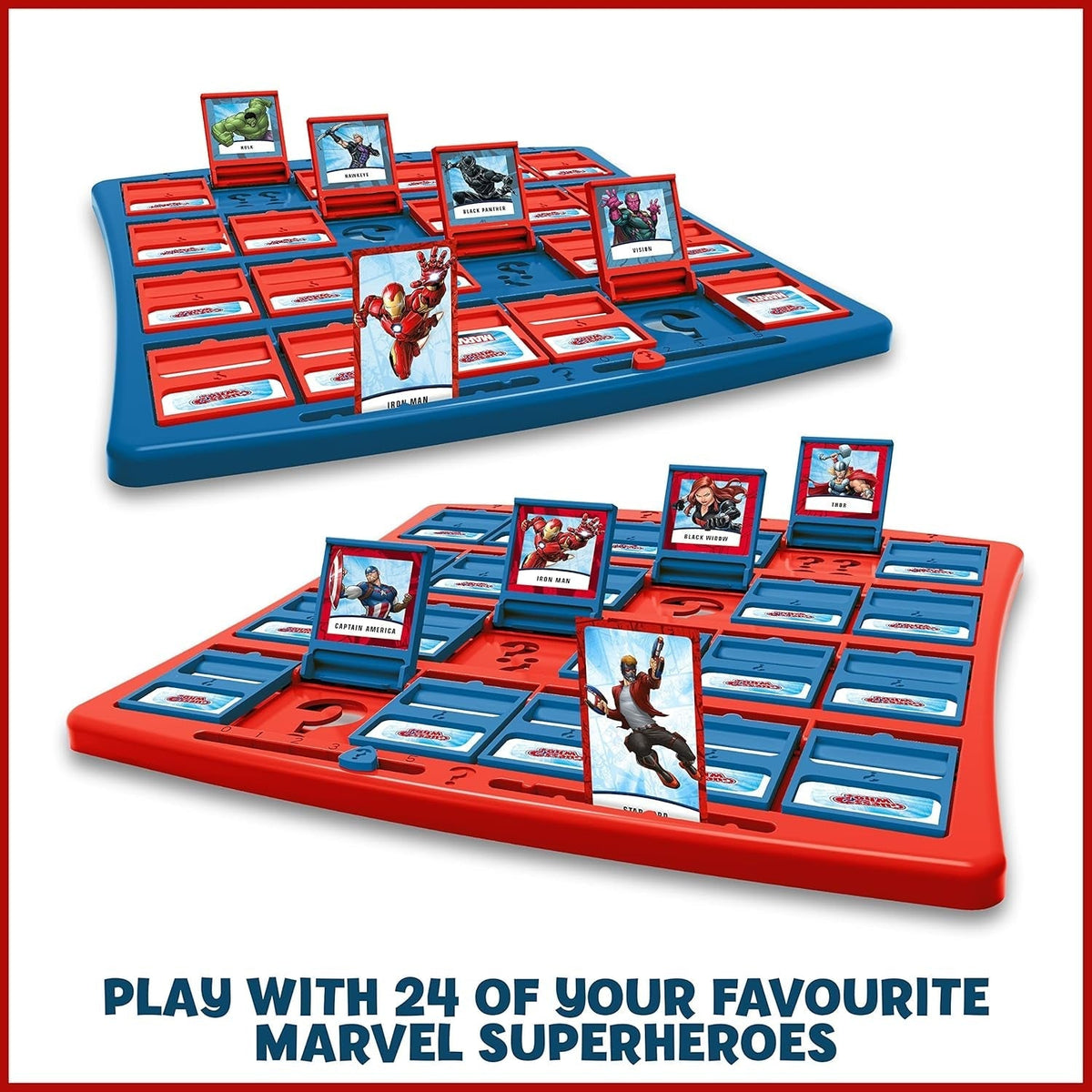 Marvel Guess Who? Board Game, the Avengers, Guardians of the Galaxy and Wakanda Forces Are Included from Hulk, Iron Man, Black Widow, Black Panther, Rocket, Great Gift for Ages 6 Plus