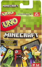 UNO Minecraft, Collectible Card Deck with 112 Cards, Card Game for Family Game Night, Use as Travel Game, Engaging Gift for Kids, 2 to 10 Players, Ages 7 and Up, FPD61