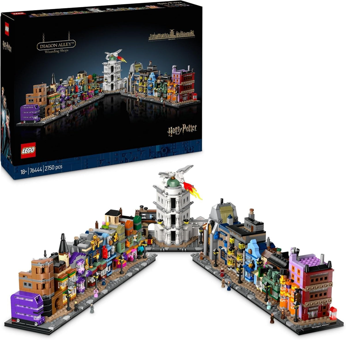 Harry Potter Diagon Alley Wizarding Shops Building Set for Adults, Collectible Display Model Features Microscale Brick-Built Stores & 12 Microfigures, Gift Idea for Women and Men 76444