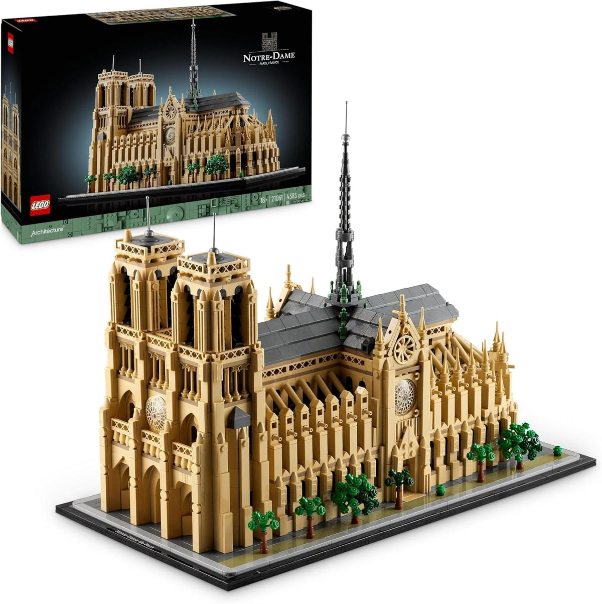 Architecture Notre-Dame De Paris Set, Model Kit for Adults to Build, Home or Office Décor, Collectible Gift for History-Loving Men, Women, Him or Her 21061