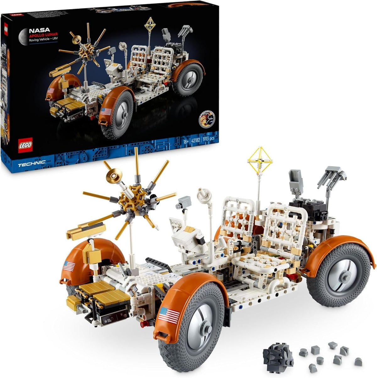 Technic NASA Apollo Lunar Roving Vehicle – LRV, Space Rover Model Kit for Adults to Build, Collectible Home or Office Decor Set, Gift for Men, Women, Him and Her 42182