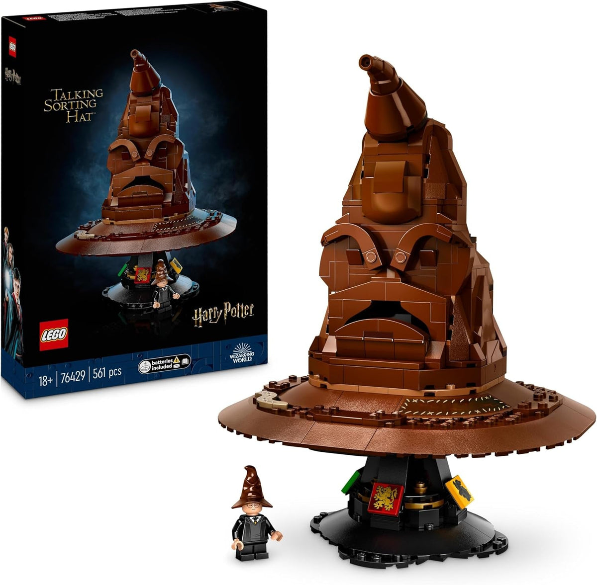 Harry Potter Talking Sorting Hat Set, Model Kit for Adults to Build with 31 Randomised Sounds and a Character Minifigure, Wizarding World Gifts for Men, Women, Him or Her 76429