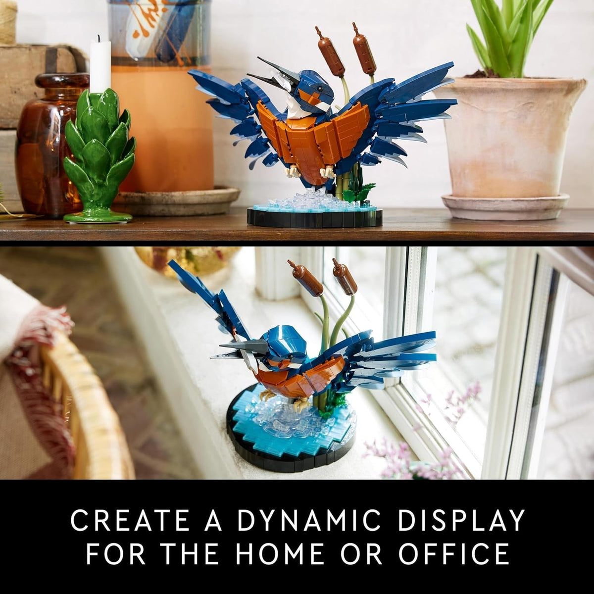 Icons Kingfisher Bird Set, Model Building Kit for Adults to Build with Water Setting Display Stand, Great Home and Office Desk Décor, Valentine'S Day Gifts for Women, Men, Her or Him, 10331