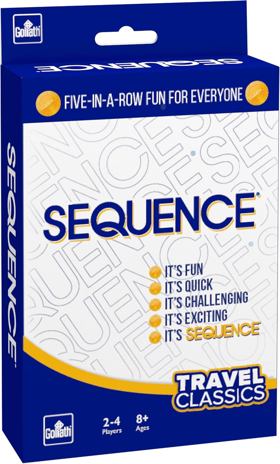 Games Travel Sequence | Five-In-A-Row Fun for Everyone! | Family Strategy Game | for 2 or More Players, Ages 7+, White