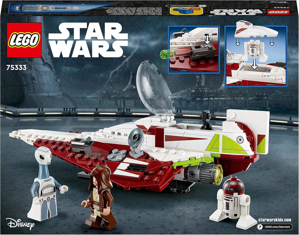 Star Wars Obi-Wan Kenobi’S Jedi Starfighter, Buildable Toy for 7 plus Year Old Boys & Girls, with Taun We Minifigure, Droid Figure and Lightsaber, Attack of the Clones Set, Gift Idea 75333