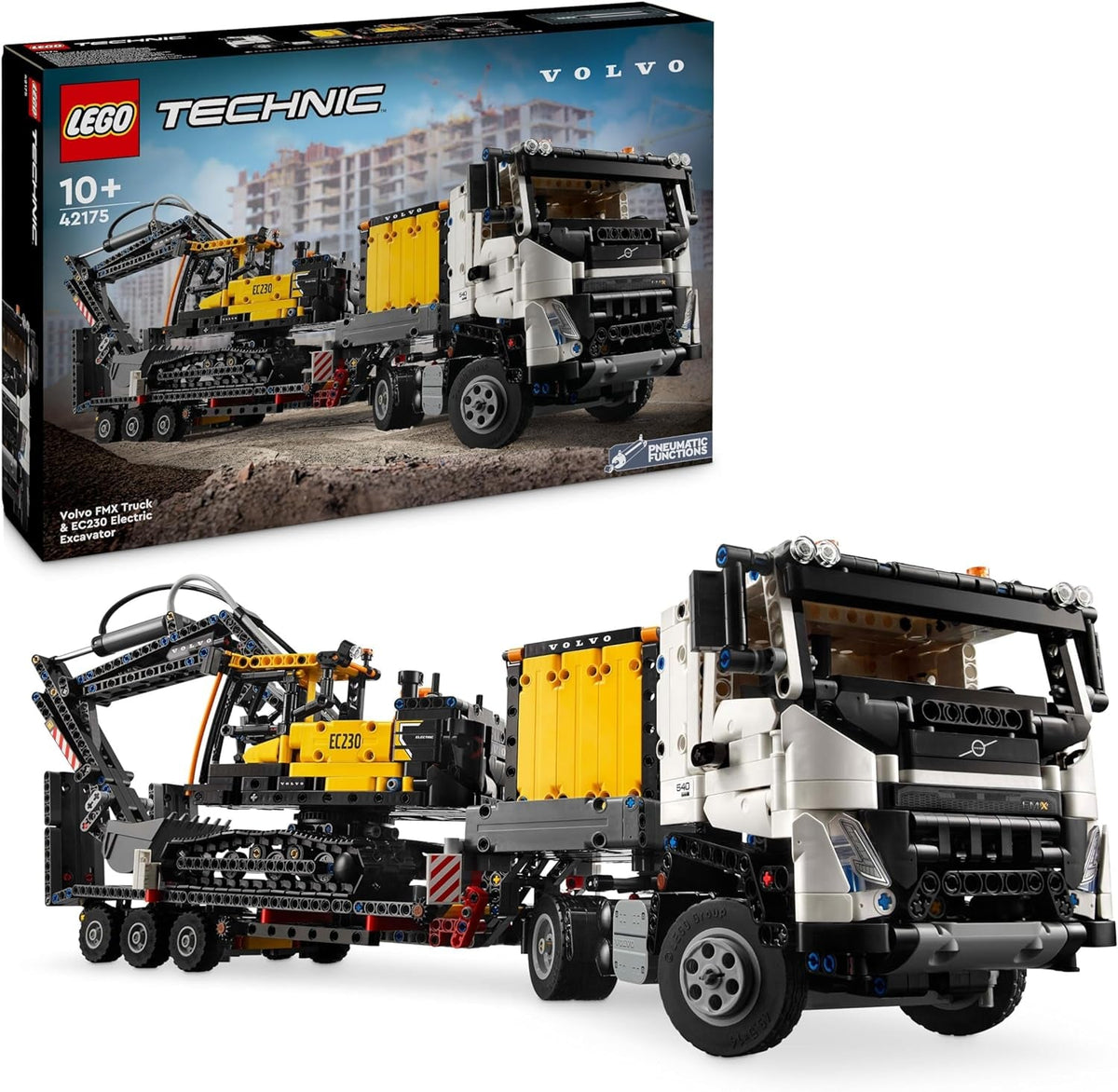 Technic Volvo FMX Truck & EC230 Electric Excavator Toy for 10 plus Year Old Boys & Girls, Vehicle Building Set for Kids Who Love Heavy-Duty Construction Models, Birthday Gift Idea, 42175