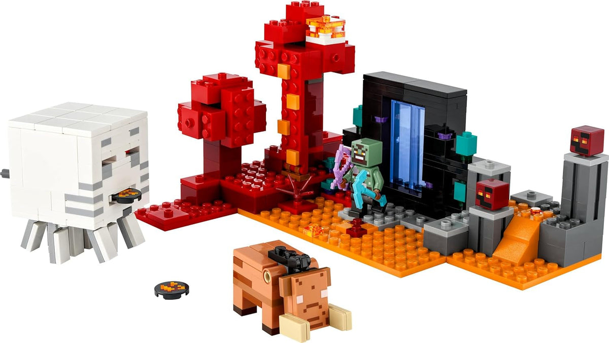 Minecraft the Nether Portal Ambush Adventure Set, Building Toys for Boys and Girls with Battle Scenes, Iconic Characters & Mobs Figures from the Game, Gifts for Kids 8 plus Years Old 21255