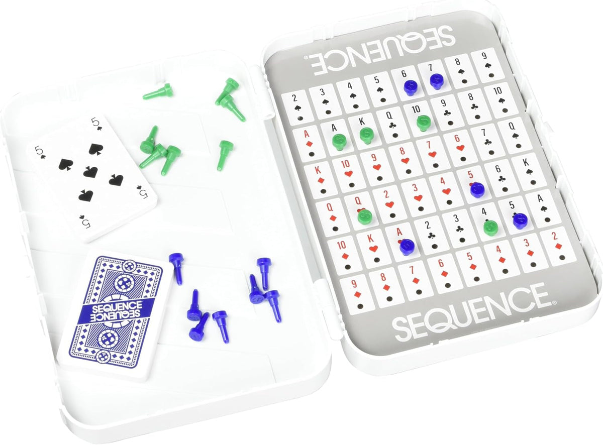 Games Travel Sequence | Five-In-A-Row Fun for Everyone! | Family Strategy Game | for 2 or More Players, Ages 7+, White