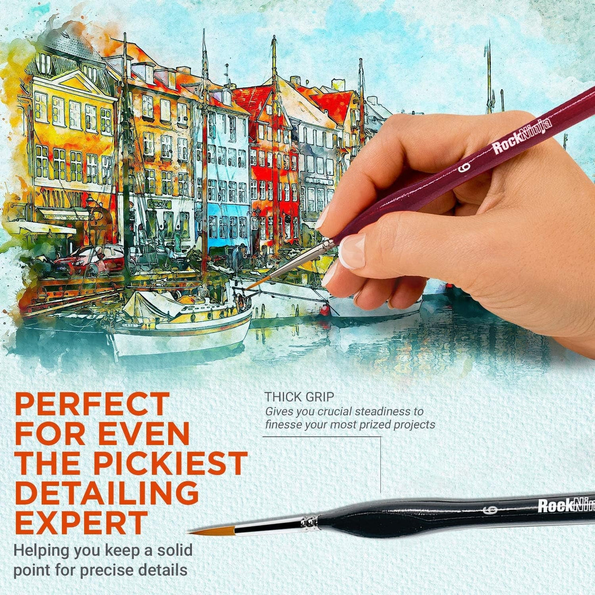 Detail Paint Brush Set,  9Pcs Thin Brushes for Fine Detailing & Art Painting - Acrylic,Watercolor, Oil Miniatures, Scale Models, Airplane Kits, Nail, Line Drawing