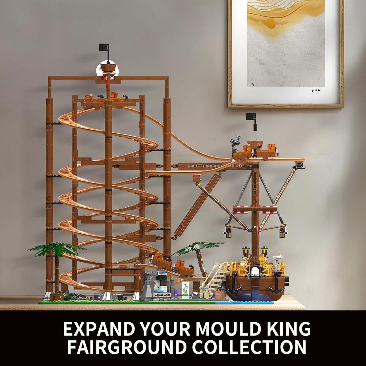 11013 Looping Roller Coaster Building Kit, Funfair Theme Park Building Kit with Roller Coaster and Pirate Ship, Model Kit for Adults (2174 Pieces)