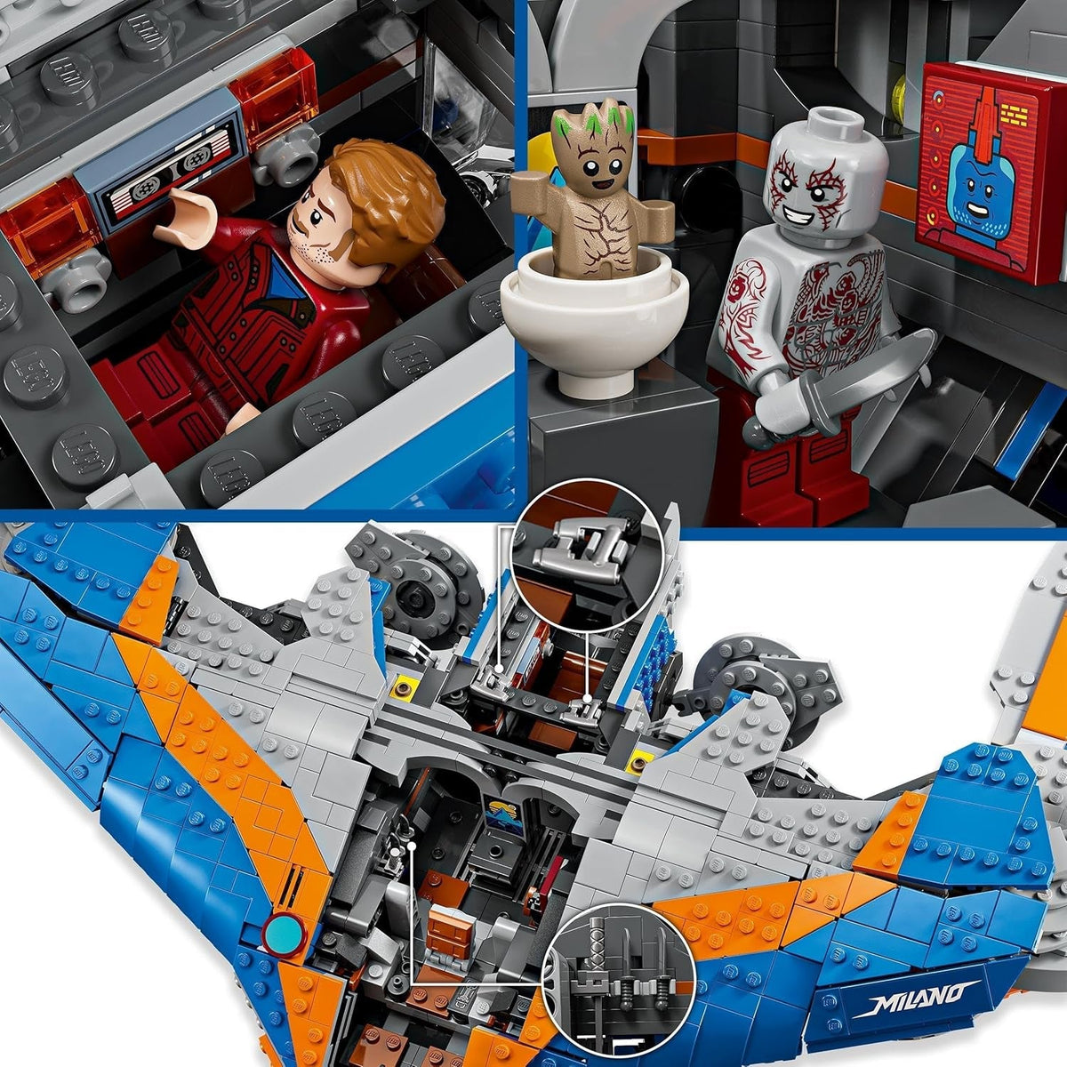 Marvel Guardians of the Galaxy: the Milano Buildable Spaceship Toy, Set with 4 Super-Hero Minifigures Including Rocket, plus a Baby Groot Figure, Avengers Gift for Boys, Girls and Teens 76286