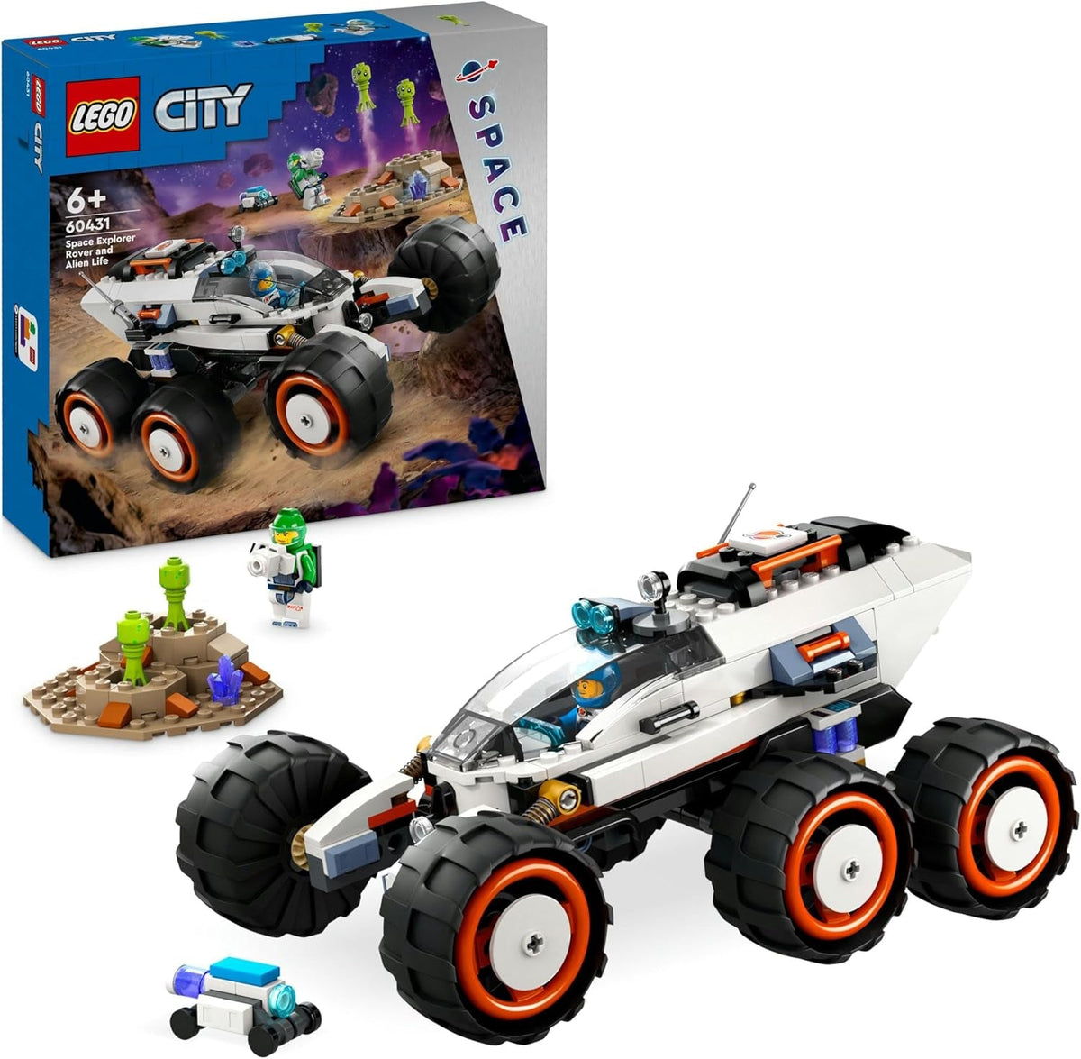 City Space Explorer Rover and Alien Life Building Toys Set for 6 plus Year Old Boys, Girls & Kids with Astronaut Minifigures, Toy Robot and Alien Figures for Imaginative Play, Birthday Gift 60431