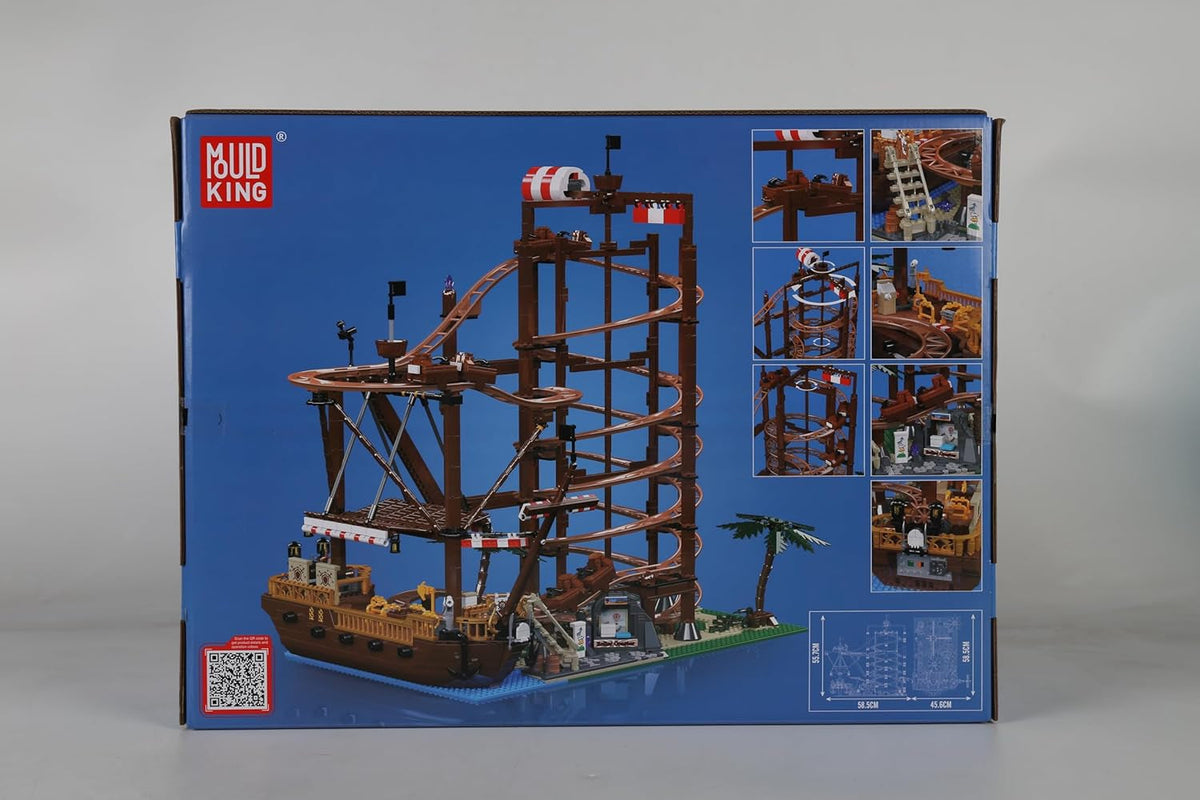 11013 Looping Roller Coaster Building Kit, Funfair Theme Park Building Kit with Roller Coaster and Pirate Ship, Model Kit for Adults (2174 Pieces)