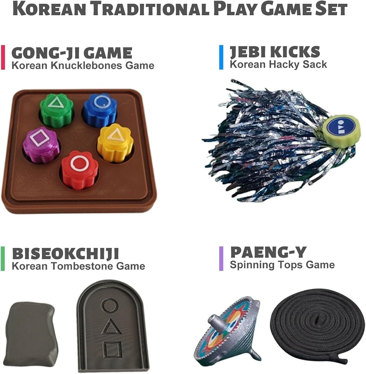 3D Korean Traditional Play Game, 1: 1 Restoration Korean Folk Game Set, DDAKJI Korean Game, Korean Dice Game, Stone Pebbles Set, Stone Catching Game, Hand Eye Coordination Training Toy, Family Travel