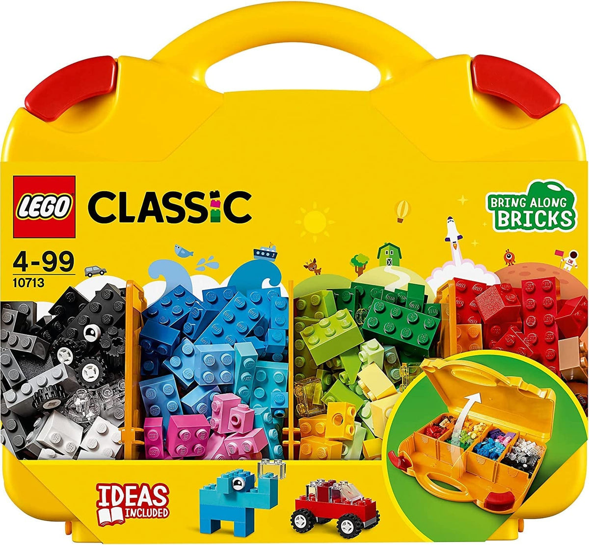 10713 Classic Creative Suitcase, Toy Storage Case with Fun Colourful Building Bricks, Gifts for 4 plus Year Old Kids, Boys & Girls
