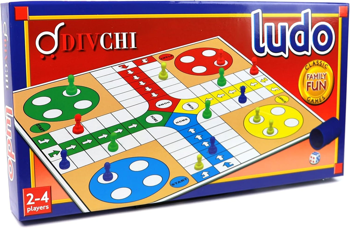 Ludo Game - Traditional Ludo Board Game Set for Kids & Adults Indoor Fun - 1 X Folding Ludo Board, 16 X Ludo Counters, 1 X Dice, 1 X Shaker - Indoor Games