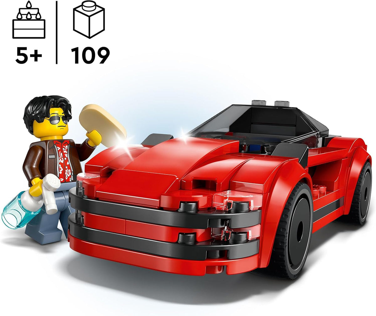 City Red Sports Car Toy - Race Car Toys for 5+ Year Old Boys & Girls - Educational Gifts for Birthdays & Holidays - Includes a Driver Minifigure & Accessories - 60448