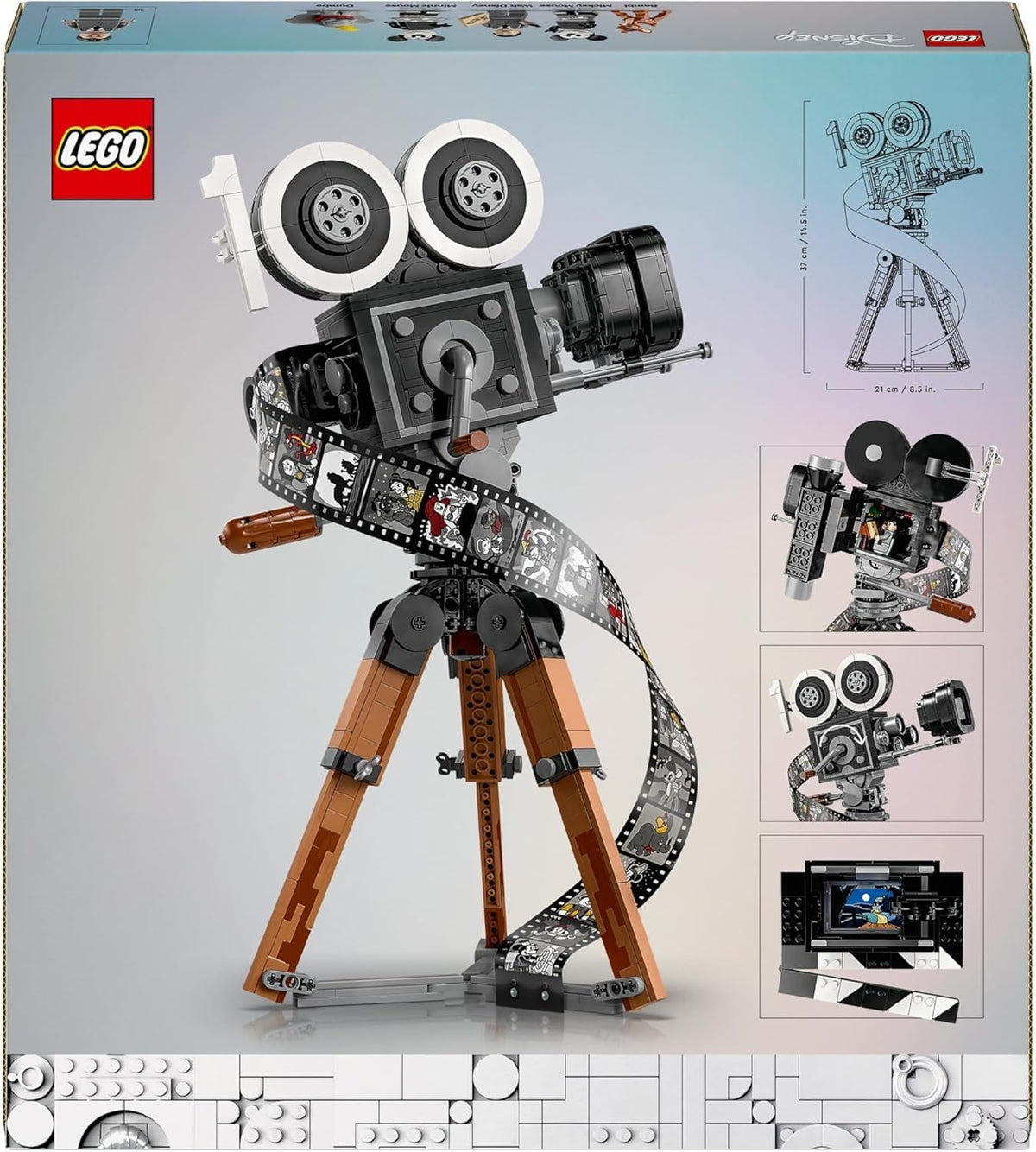 Disney Walt Disney Tribute Camera, Memorabilia Set for Adults with Mickey and Minnie Mouse Minifigures, plus Bambi & Dumbo Figures, Collectible Gifts for Women and Men 43230