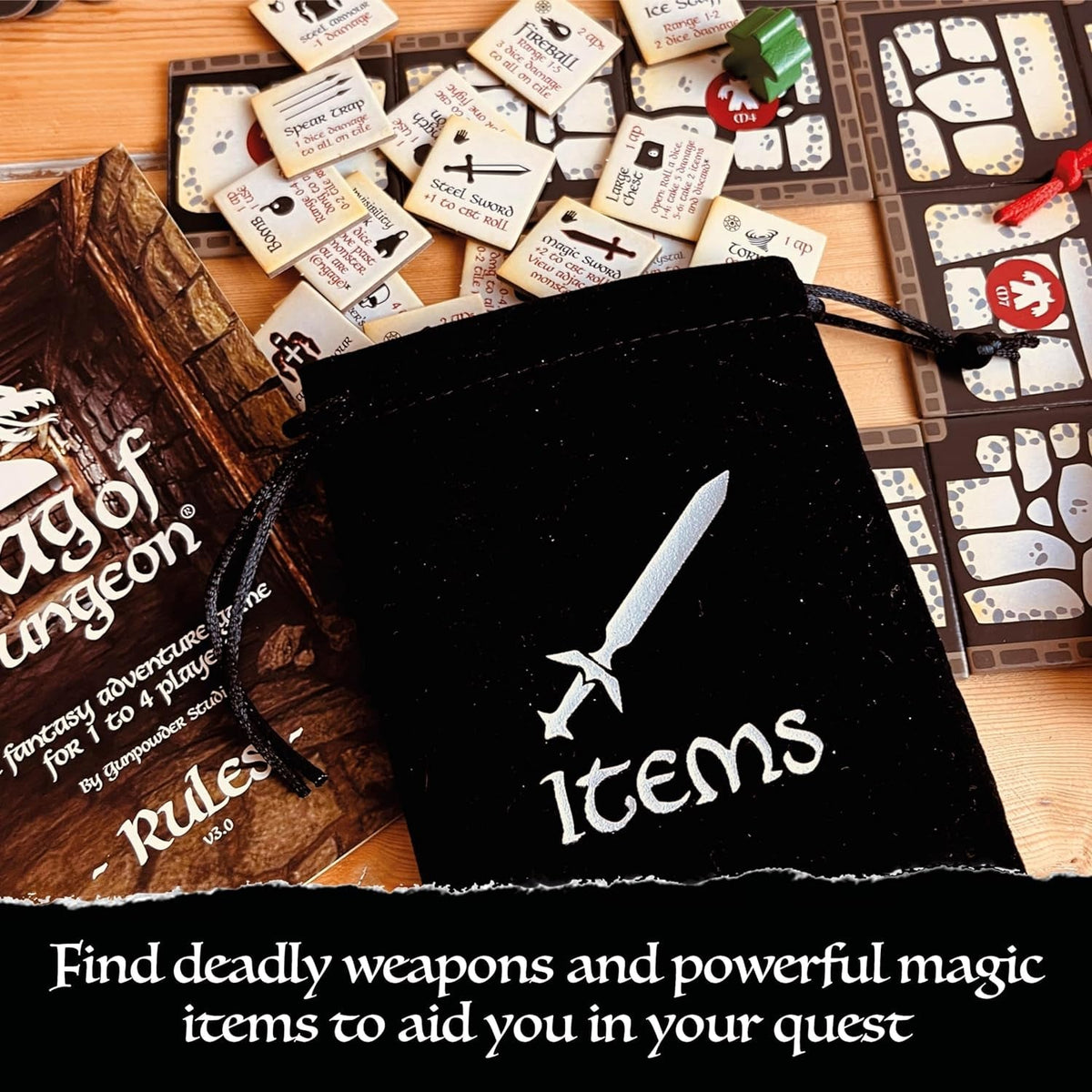 Bag of Dungeon - a Popular Fantasy Crawler Adventure Board Game | Enter the Dragon'S Lair | 1-4 Players | Age 7+ | Simple-To-Play | Family Games | Tabletop RPG | Classic Dnd Style Gaming | 3Rd Edition