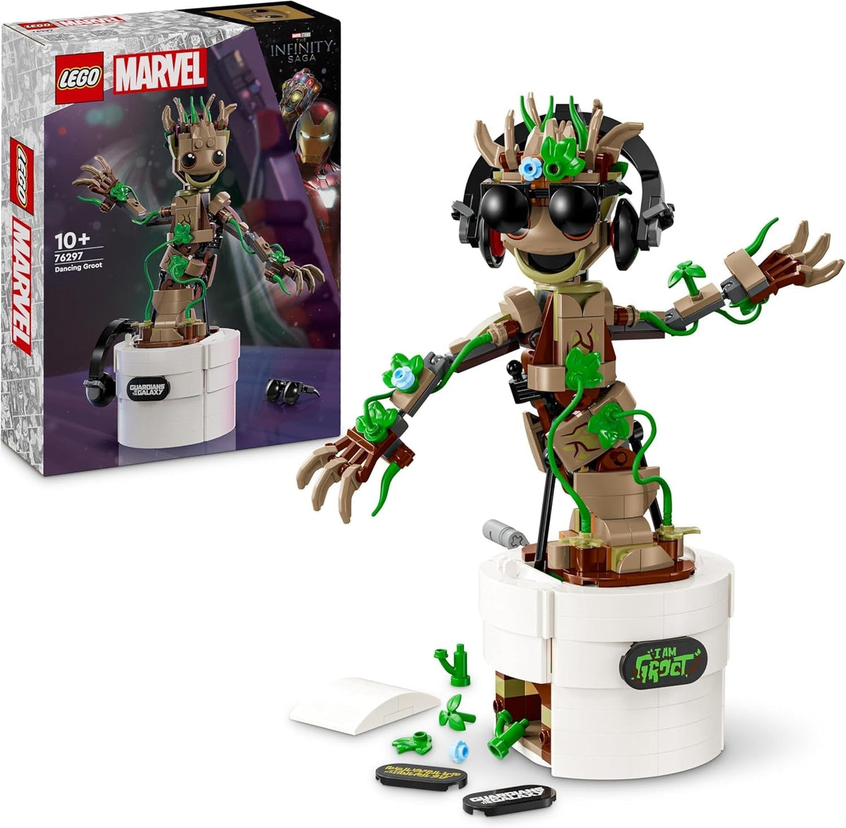 Marvel Dancing Groot Buildable Animated Toy Action Figure, Guardians of the Galaxy Character, Kids’ Hand-Operated Interactive Playset, Super Hero Gift for 10 plus Year Old Boys and Girls 76297