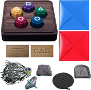 Gonggi Korean Game Set, Fun Traditional Korean Folk Games Set Including Jebi Chagi,Gong-Gi,Biseokchigi,Paeng-Y and Ddakji,Six-Legged Pentathlon Game for Squid TV Fans and Family Travel Party