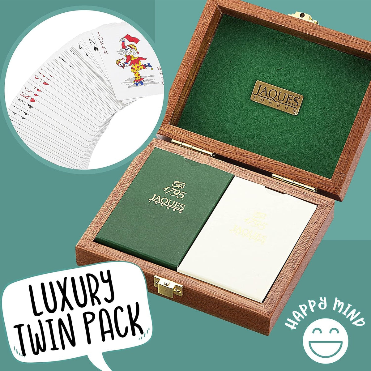 Luxury Playing Cards | Playing Cards Case in Mahogany Wood | Playing Cards Multipack | Deck of Cards | since 1795