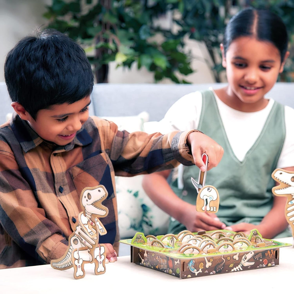 Dinosaur Dig Game - Matching and Memory Board Games for 4 Year Olds - Educational Dinosaur Toys for Boys and Girls - Build a 3D Dino - for Kids Age 4-8 - 2-4 Players