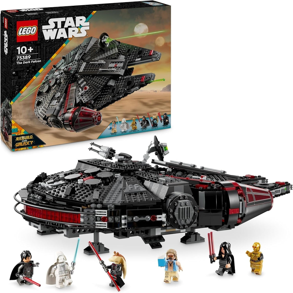 Star Wars the Dark Falcon Starship Set, Vehicle Building Toy for 10 plus Year Old Boys & Girls, with 6 Minifigures Incl. C-3PO, Birthday Gift for Kids and Fans 75389