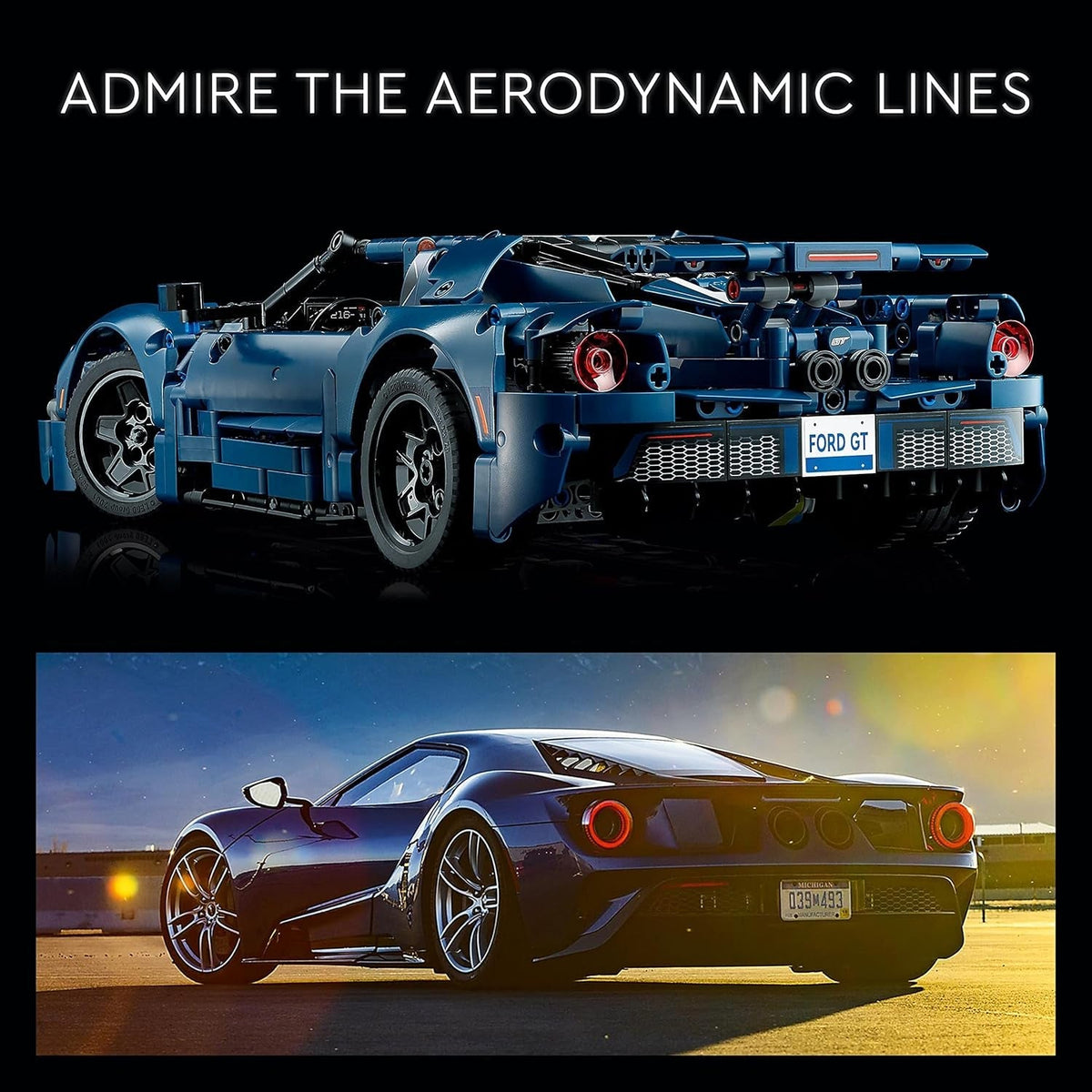 Technic 2022 Ford GT Car Model Kit for Adults to Build, 1:12 Scale Supercar with Authentic Features, Advanced Building Set, Collectible Gift for Men & Women 42154