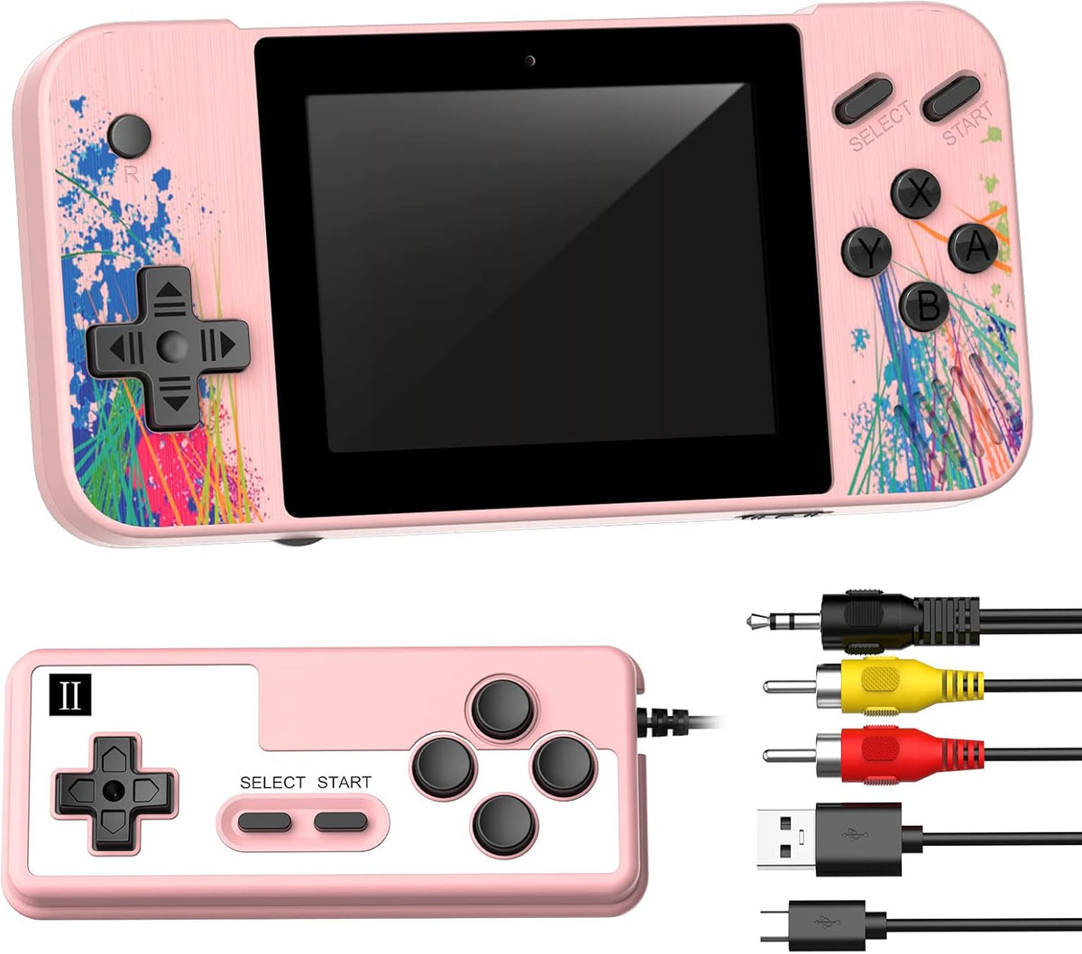 Handheld Game Console,800 Classic Games 3.5-Inch IPS Screen, Mini Retro Game Console 1200Mah Rechargeable Battery Supports 2 Players Connected TV, Portable Game Console Gifts for Adults Kids