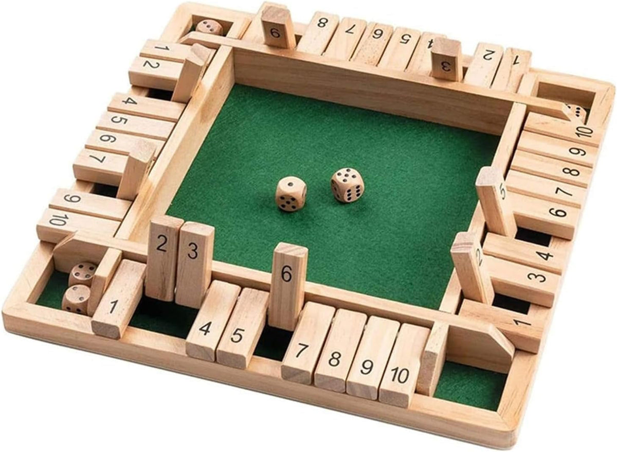Wooden Board Game, 4 Player Shut the Box Game Dice Game Wooden Math Traditional Pub Board Dice Game Travel 4 Players Great Family Board Games Holiday Fun Game