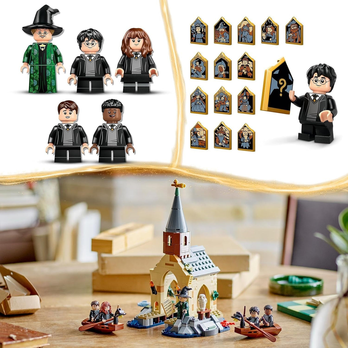 Harry Potter Hogwarts Castle Boathouse Set with 2 Boat Toys for 8 plus Year Old Kids, Girls & Boys, Includes 5 Character Minifigures and Hedwig the Owl Figure, Wizarding World Gift Idea 76426
