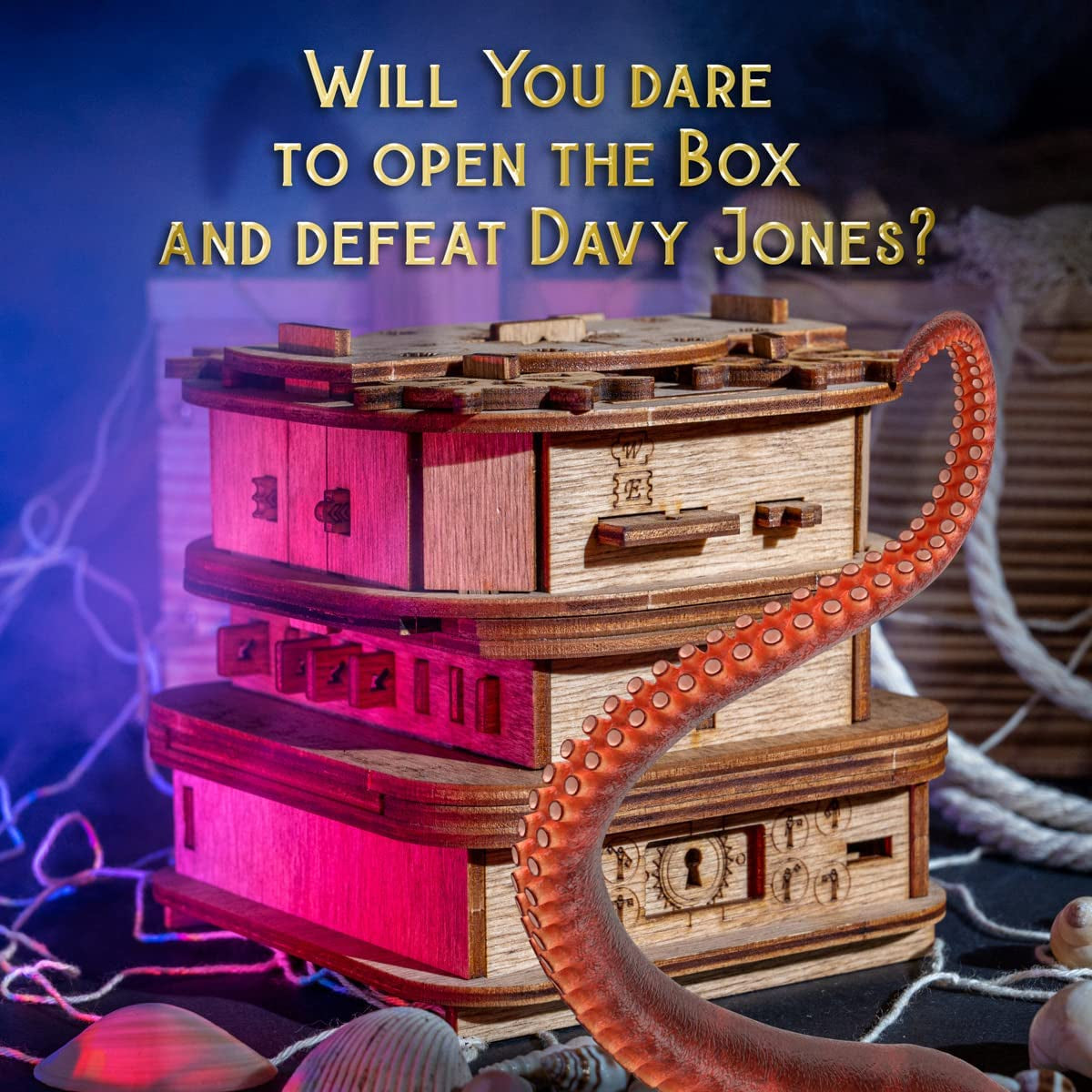 Cluebox - Davy Jones Locker - Escape Room Game - Puzzle Box - Gift Box - 3D Wooden Puzzle - Wooden Jigsaw - 3D Puzzles for Adults - Brain Teaser - Birthday Gift Gadget for Men - Money Box