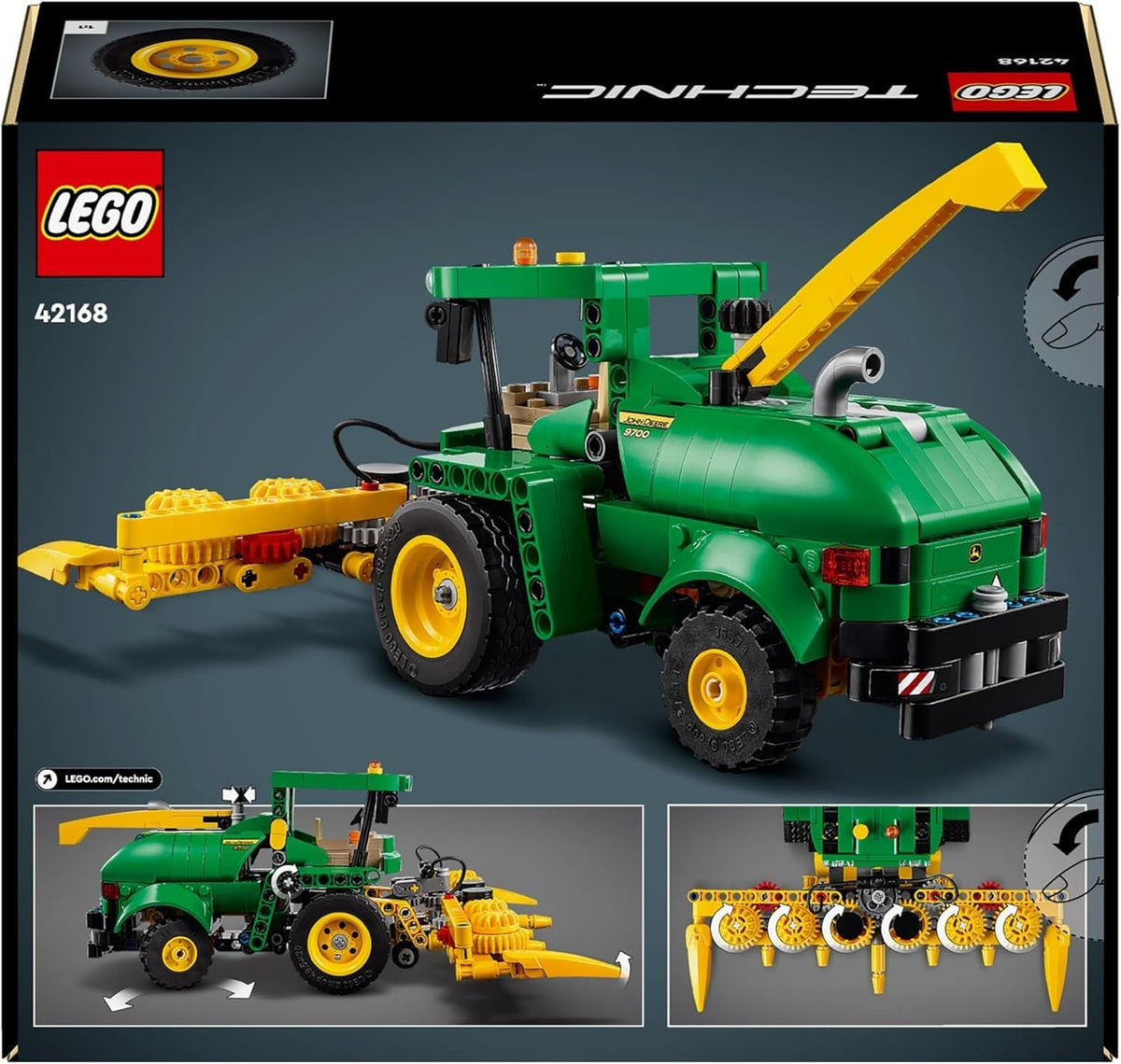 Technic John Deere 9700 Forage Harvester, Tractor Toy for Kids, Farm Set, Vehicle Model Building Kit with Realistic Functions for Imaginative Play, Gift for Boys and Girls Aged 9 plus 42168