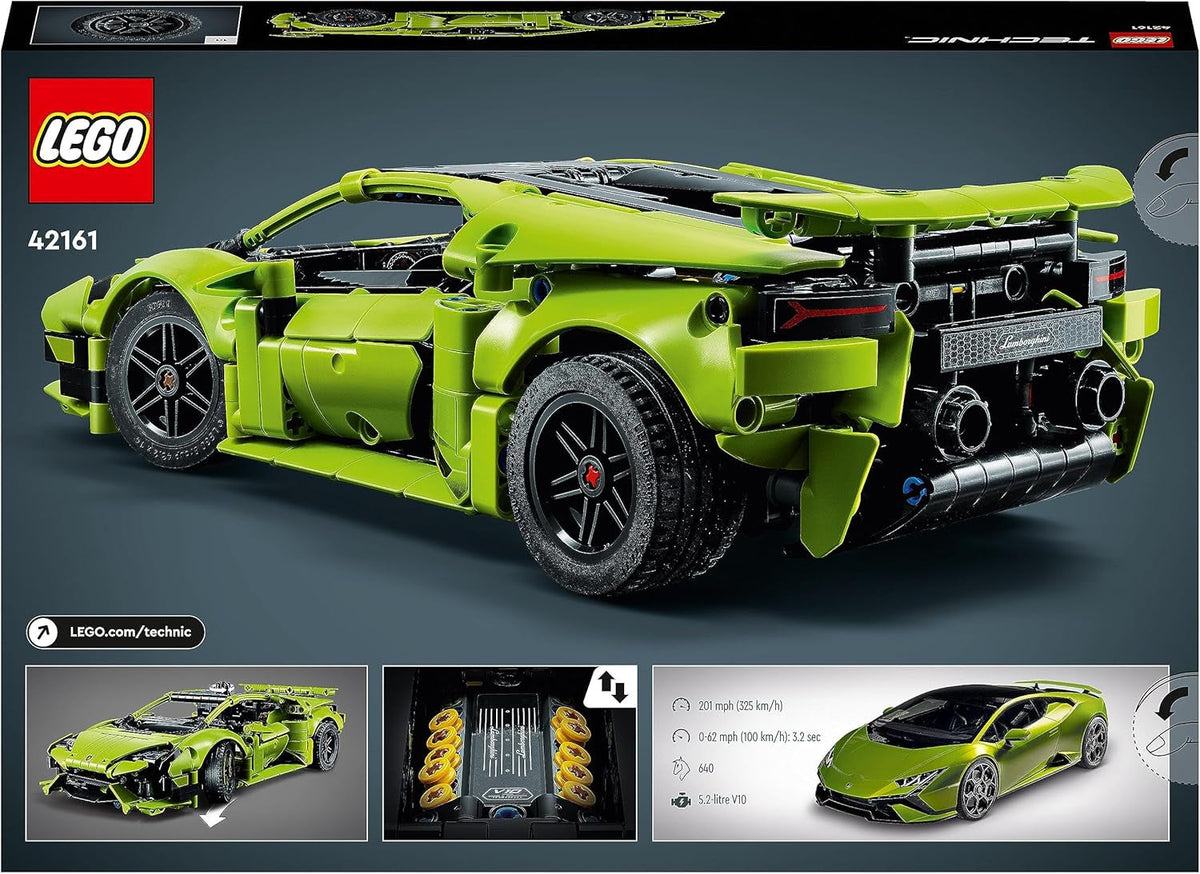 Technic Lamborghini Huracán Tecnica Toy Car Model Kit, Racing Car Building Set for 9 plus Year Old Kids, Boys, Girls and Motor Sport Fans, Collectible Gift Idea 42161