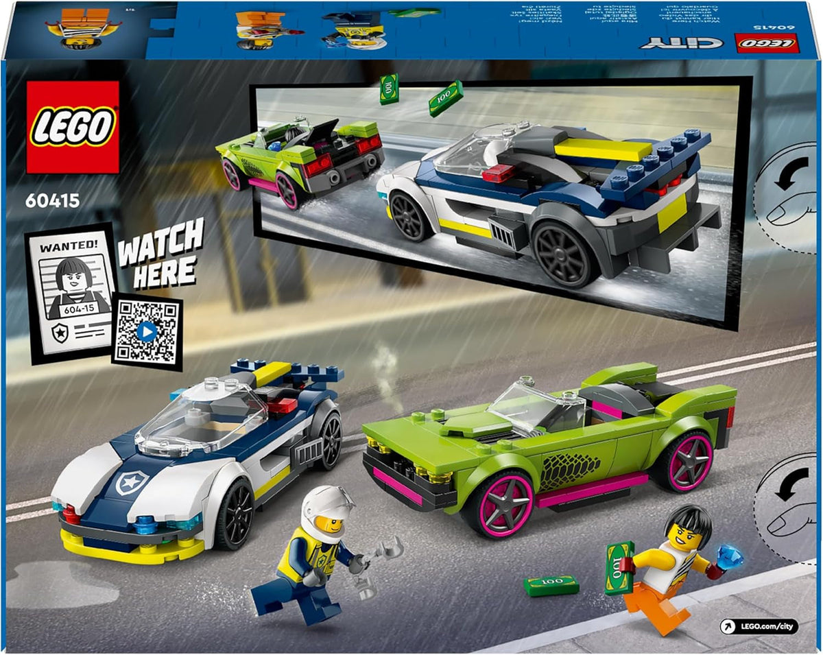 City Police Car and Muscle Car Chase, Racing Vehicle Toys for 6 plus Year Old Boys & Girls, Fun Gift for Kids Who Love Pretend Play, Includes Officer and Crook Minifigures 60415