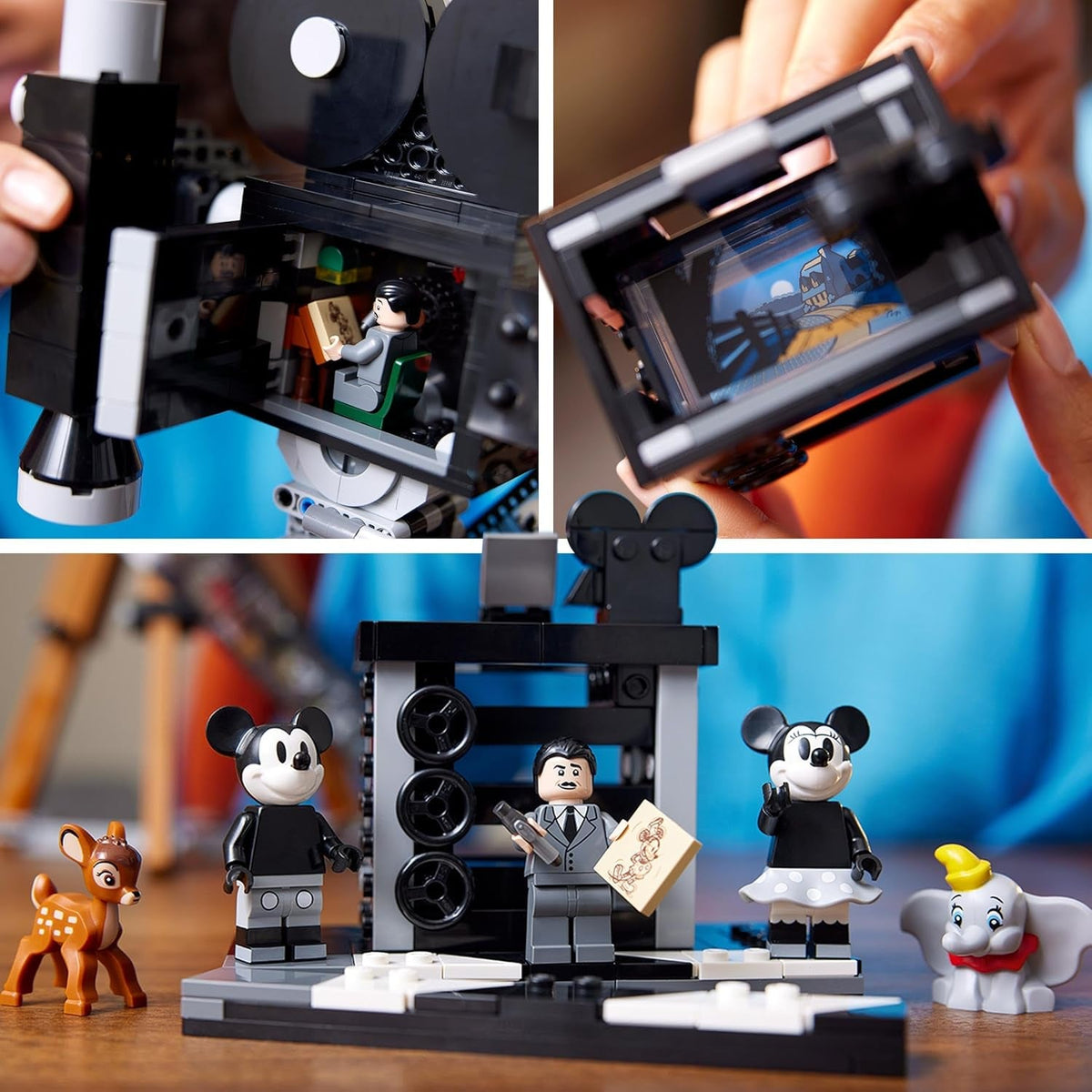 Disney Walt Disney Tribute Camera, Memorabilia Set for Adults with Mickey and Minnie Mouse Minifigures, plus Bambi & Dumbo Figures, Collectible Gifts for Women and Men 43230