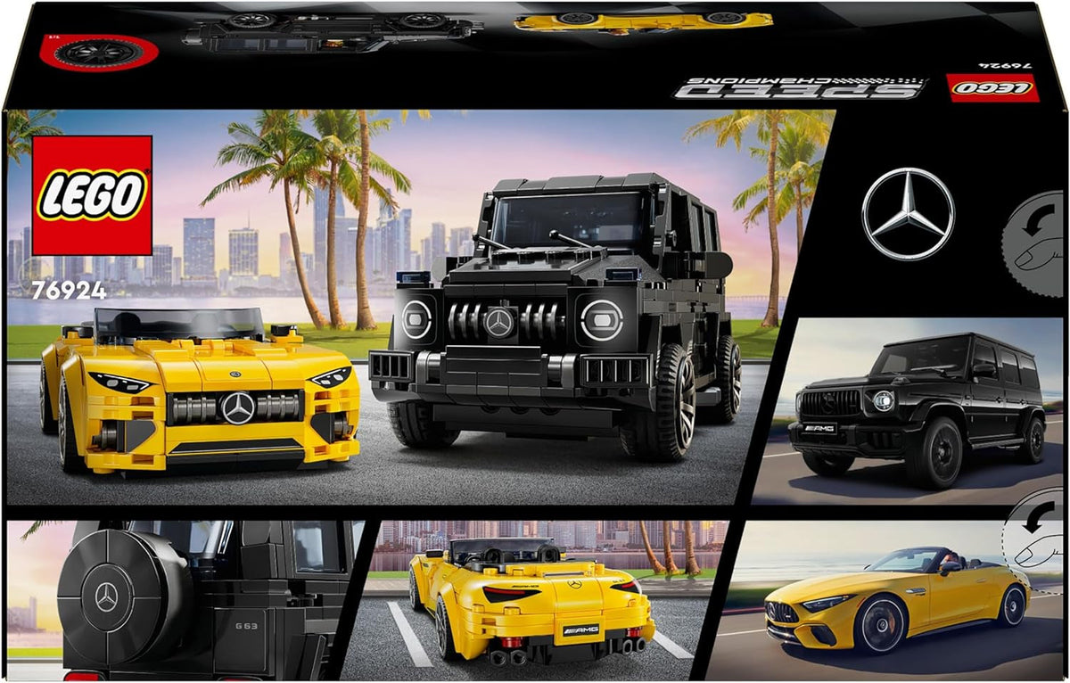 Speed Champions Mercedes-Amg G 63 & Mercedes-Amg SL 63 Car Toys, Vehicle Playset for Kids, 2 Building Sets with 2 Driver Minifigures, Gift for 10 plus Year Old Boys and Girls 76924