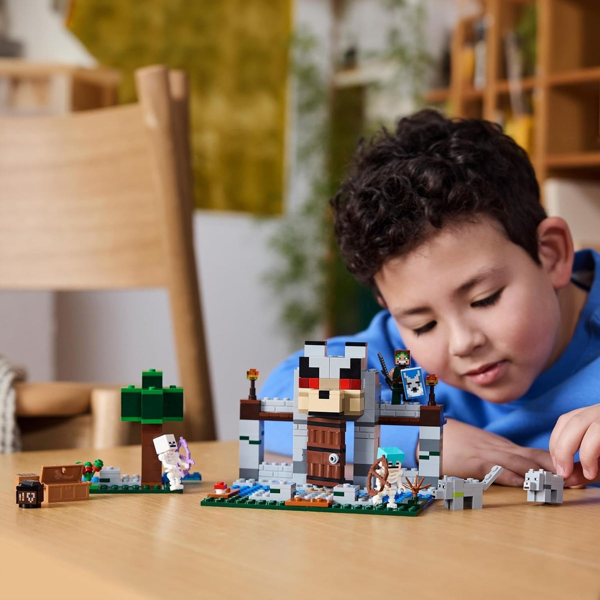 Minecraft the Wolf Stronghold Fortress Set, Building Toy for 8 plus Year Old Boys & Girls, Incudes Crafting Table, 2 Skeleton and Wolf Figures for Castle Action, Birthday Gift for Kids 21261